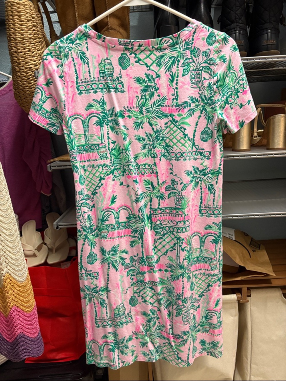 Lilly Pulitzer Pink & Green Palm-Print Mini Dress